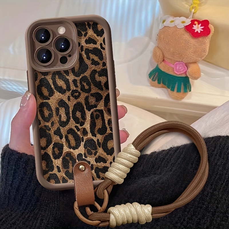 Lanyard Phone Strap - Custodia per telefono con stampa leopardata